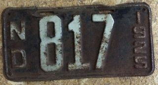 North Dakota License Plate 1925 Low Number Solid Motorcycle?