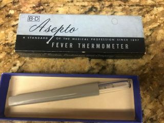 Vintage Bd Asepto Glass Medical Fever Thermometer