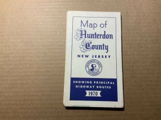 Map Of Hunterdon County Jersey Nj 1970 Showing Principal Highway Routes Vtg