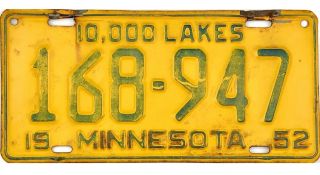 1952 Minnesota License Plate 168 - 947