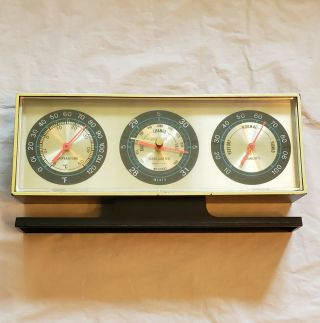 Vintage Plastic Springfield Instrument Co Desk Barometer Thermometer Hygrometer