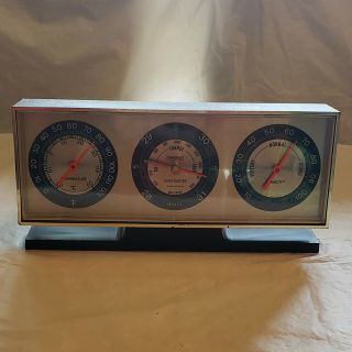 Vintage Plastic Springfield Instrument Co Desk Barometer Thermometer Hygrometer 2