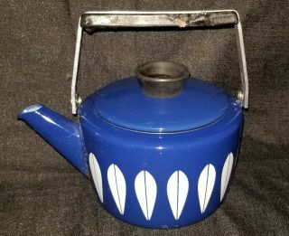 Vintage Catherineholm Norway Blue Lotus Enamel Tea Kettle Teapot Mid Century
