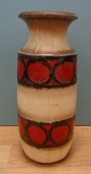 Vintage Scheurich Keramik 239 - 41 Floor Vase West Germany Red Cream Brown