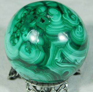 A 100 Natural Malachite Stalagmite Made Into A Sphere From The Congo 196gr E