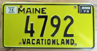 Maine 1973 License Plate 4792