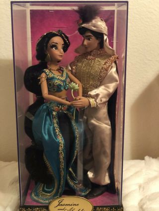 Disney Store Designer Doll Fairytale Couple Jasmine & Aladdin Set Le