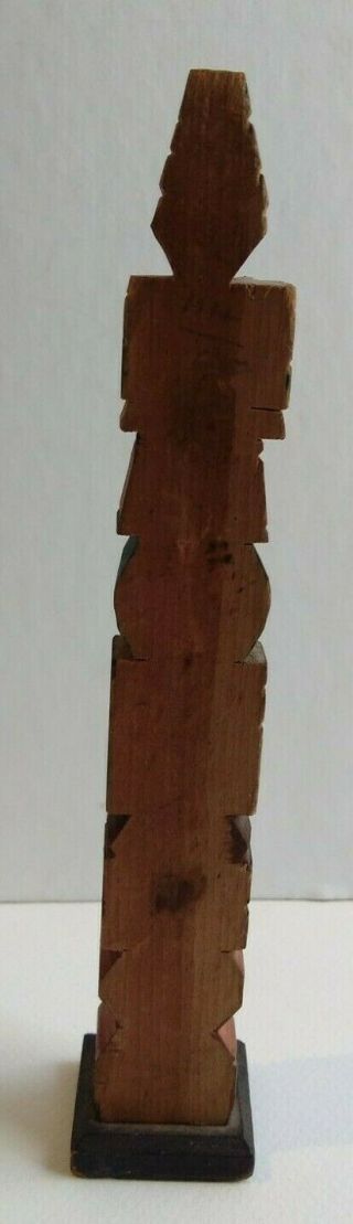 VINTAGE AMERICAN INDIAN CARVED WOODEN PAINTED SMALL TOTEM POLE 8