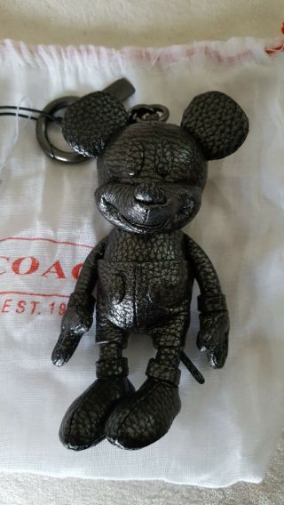 Nwt Coach X Disney Mickey Leather Plush Doll Keychain Bag Charm (f59152)