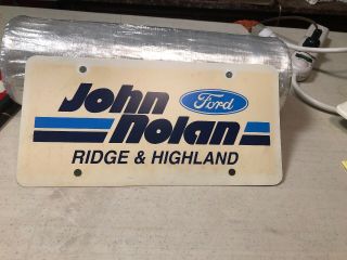 Vtg Advertising John Nolan Ford Dealership License Plate/Frame Ridge & Highland 2