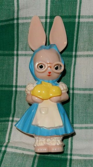 Knickerbocker Hard Plastic 1950s Bunny Rabbit Rattle Easter Decoration Toy D
