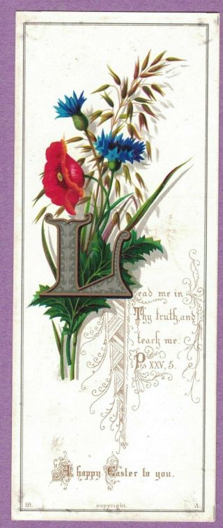 Vtg Easter Religious Scripture Card Motto Card Flowers Gilchrist Boston Ma