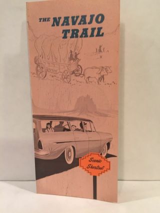 1960 The Navajo Trail Shortest Paved All Weather Road Map Travel Brochure