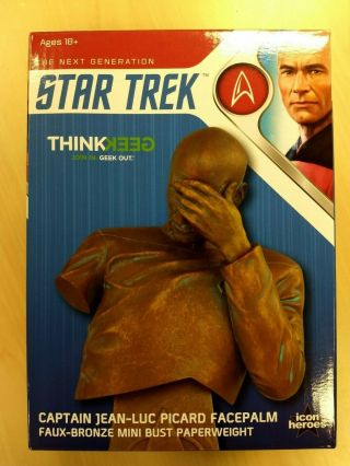 Star Trek Tng Captain Picard Facepalm Bronze Mini Bust Paperweight 5360