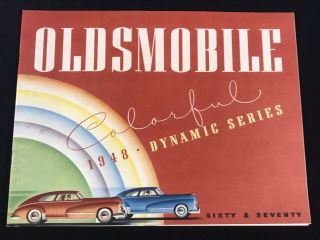 Vtg 1948 Oldsmobile Colorful Dynamic Series Sixty & Seventy Car Sales Brochure