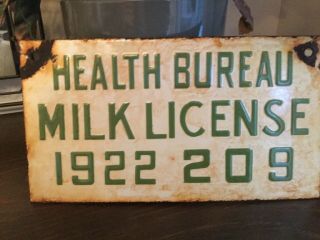 1922 Milk Delivery Truck Porcelain License Plate