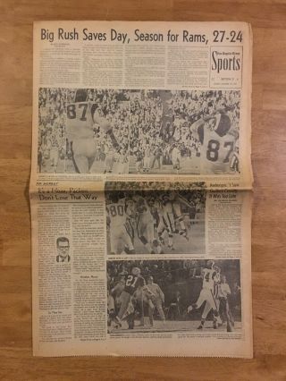 December 10,  1967 Los Angeles LA TIMES Sports Newspaper Rams vs Green Bay 2