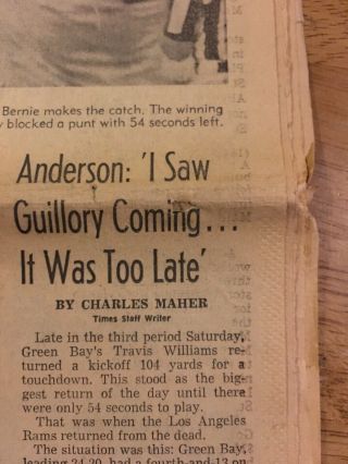 December 10,  1967 Los Angeles LA TIMES Sports Newspaper Rams vs Green Bay 5