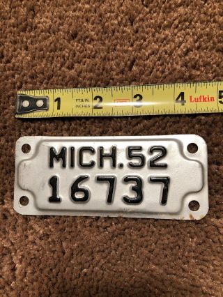 1952 Michigan Motorcycle License Plate 16737