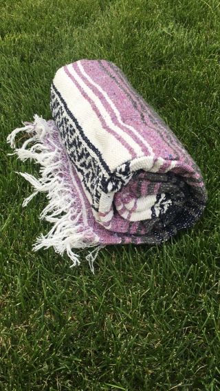 Authentic Mexican Falsa Throw Blanket/yoga Blanket - Purple