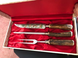 Rostfrei Anton Wingen Jr Othello 3 Pc Stag Horn Carving Set Knife Sharpening Rod