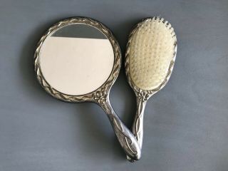 Vintage Hair Brush And Hand Mirror Set