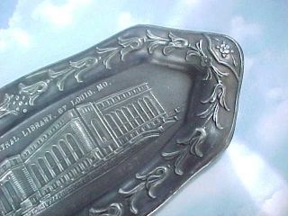 Antique 1920 ' s Souvenir Tray of THE CENTRAL LIBRARY St.  LOUIS MO. 4