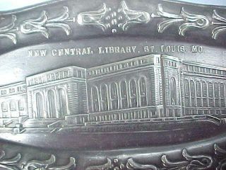 Antique 1920 ' s Souvenir Tray of THE CENTRAL LIBRARY St.  LOUIS MO. 5