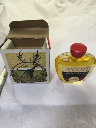 Avon After Shaving Lotion 4oz Bottle Red Cap W/deer And Crown Vintage