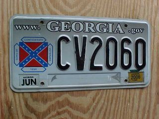 Collectible Georgia Cv2060 Ga Cobb Co 2006 Sons Of Confederate Veterans Li Plate