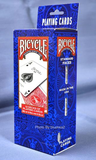 Bicycle Playing Cards Poker 12 Pack - 6 Blue & 6 Red 808 Standard Decks Games