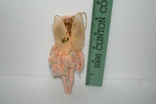 Vtg Hand Craft Porcelain Posable Wing Fairy Doll Ornament 5 - 1/4 