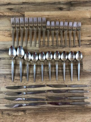 Vtg Oneida Community Stainless Flatware Set 34 Pc 8 Settings Forks Spoons Knives