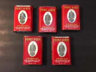 5 Vintage Prince Albert Crimp Cut Tobacco Tin Pipe Cigarette R.  J.  Reynolds