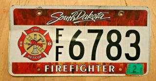 South Dakota Firefighter License Plate " Fd 1502 " Sd Fireman Fire Fighter Sd