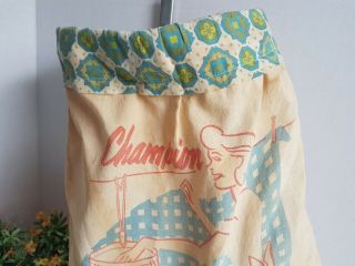 Vintage 1950s or 60s The Champion Clothespin Bag with Metal Hook Clothes Pins 3