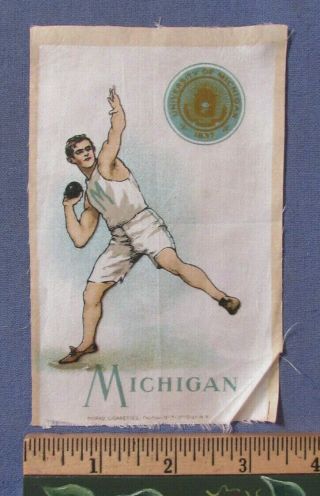 Vintage 1910 University Of Michigan Sports Tobacco Silk Shotput