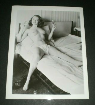 June King In Bed - Vintage 4x5 Photo - Original/pinup/girl/nude/model/1950/art