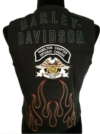 Harley Davidson Womans Sz S Vest Pins Badges Hamilton Chapter Patches Motorcycle