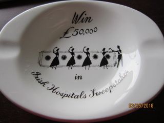 Win 50,  000 Irish Hospitals Sweepstakes Ash Tray Dish Vintage 4x5 " Arklow Pottery