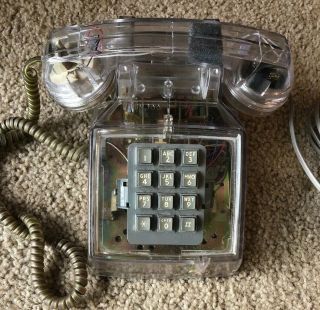 Vintage Clear Transparent Corded Desk Telephone