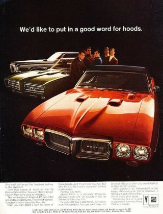 1969 Pontiac Gto Firebird Grand Prix Advertisement Print Art Car Ad K39