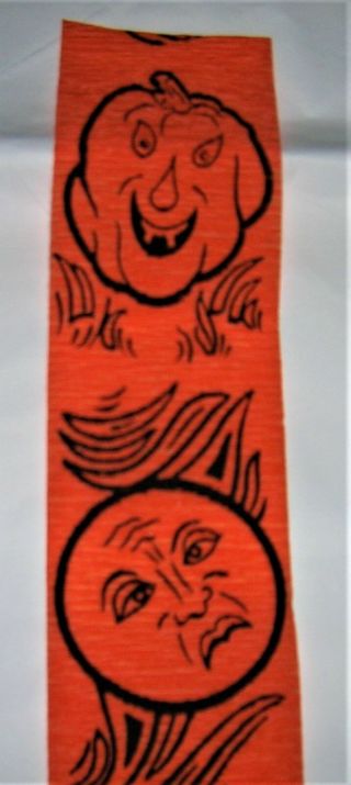 VINTAGE 1930 ' s HALLOWEEN Crepe Paper Party Streamer Decoration MOON FACE,  JOL 2