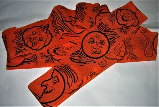VINTAGE 1930 ' s HALLOWEEN Crepe Paper Party Streamer Decoration MOON FACE,  JOL 5