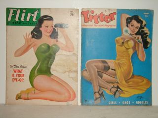 6 - Vintage Pin - Up Magazines - Heavy Wear And Clipped Pages - Betty Page.