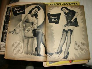 6 - Vintage Pin - up Magazines - Heavy Wear and clipped pages - Betty Page. 5