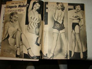 6 - Vintage Pin - up Magazines - Heavy Wear and clipped pages - Betty Page. 6