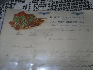 1911 Handwritten Letter Bat Guano Bracken Tx