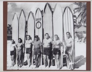 Kahanamoku Friends/brother 1927? Waikiki Hand Printed Photo On 8x10 " Mat Board