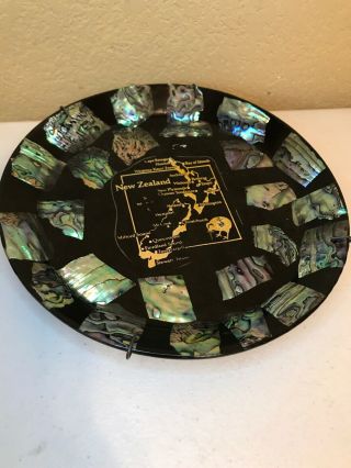 Vintage Zealand Paua Abalone Plate Souvenir Plate Picture Wall Hanging
